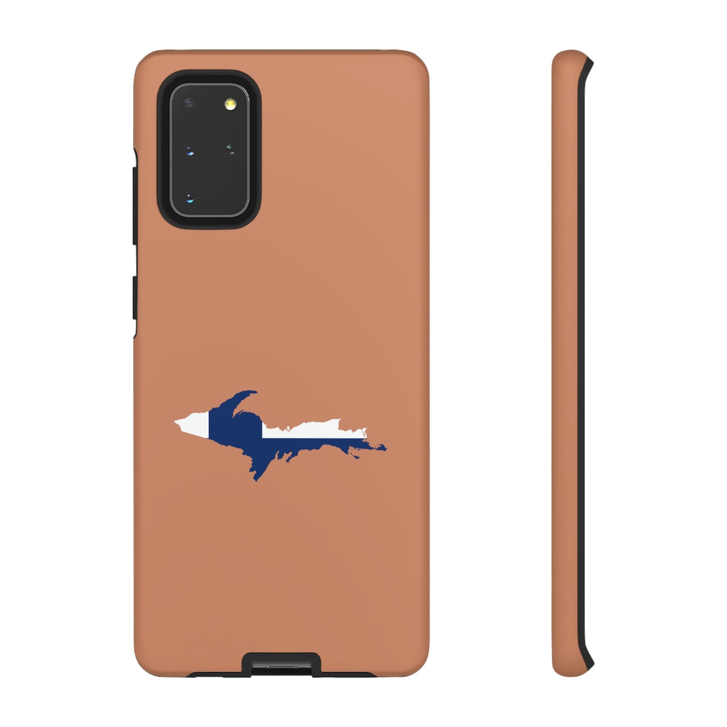 Michigan Upper Peninsula Tough Phone Case ( Copper Color w/ UP Finland Flag Outline) | Samsung & Pixel Android