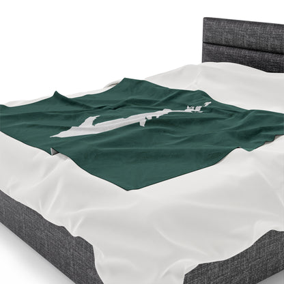 Michigan Upper Peninsula Plush Blanket (w/ UP Outline) | Copper Green