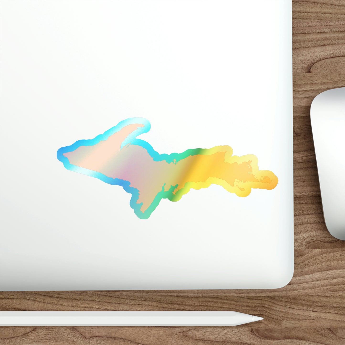 Michigan Upper Peninsula Holographic Die-Cut Stickers (w/ Orange UP Outline)