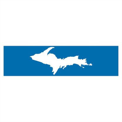 Michigan Upper Peninsula Bumper Sticker (w/ UP Outline) | Azure Background