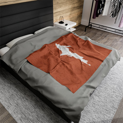 Michigan Upper Peninsula Plush Blanket (w/ UP Outline) | Copper Color