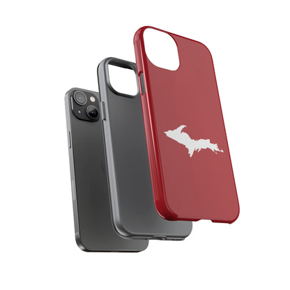 Michigan Upper Peninsula Tough Phone Case (Thimbleberry Red w/ UP Outline) | Apple iPhone