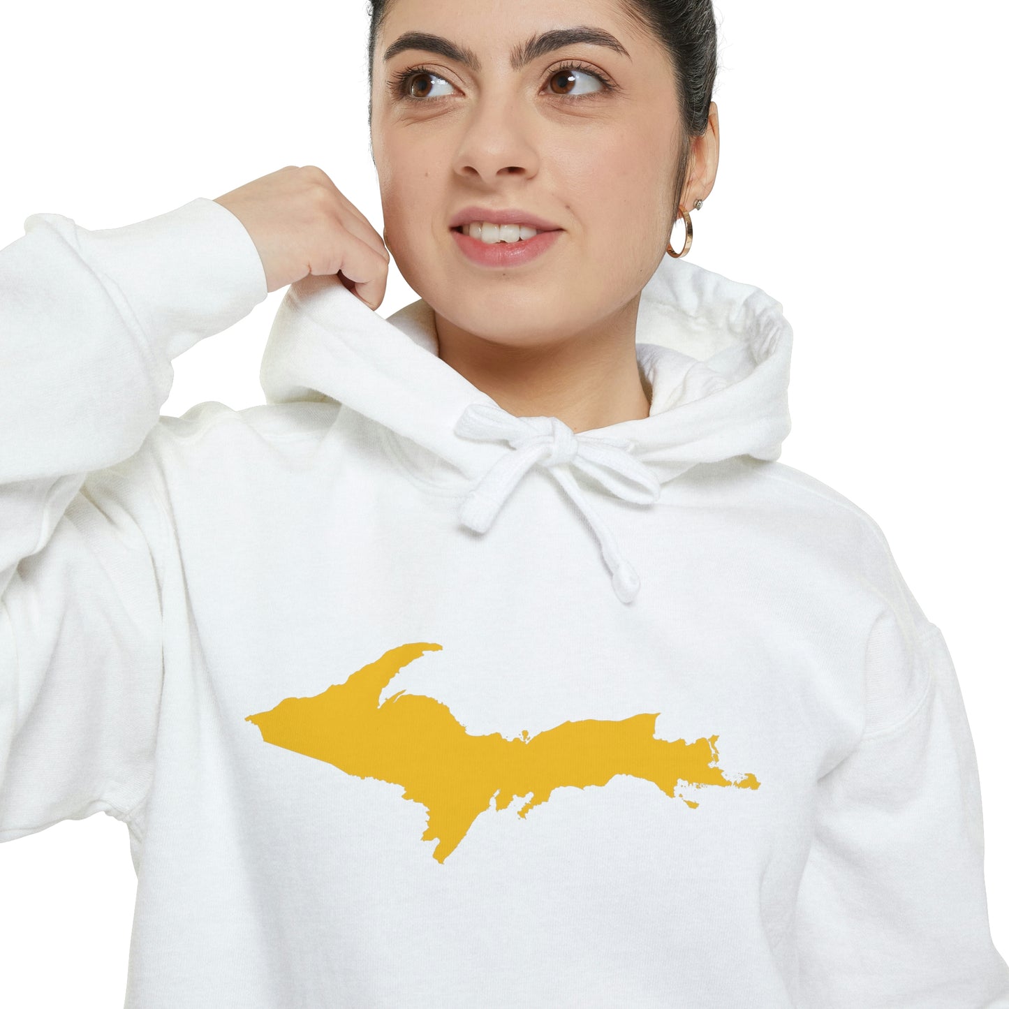 Michigan Upper Peninsula Hoodie (w/ Gold UP Outline) | Unisex Garment-Dyed