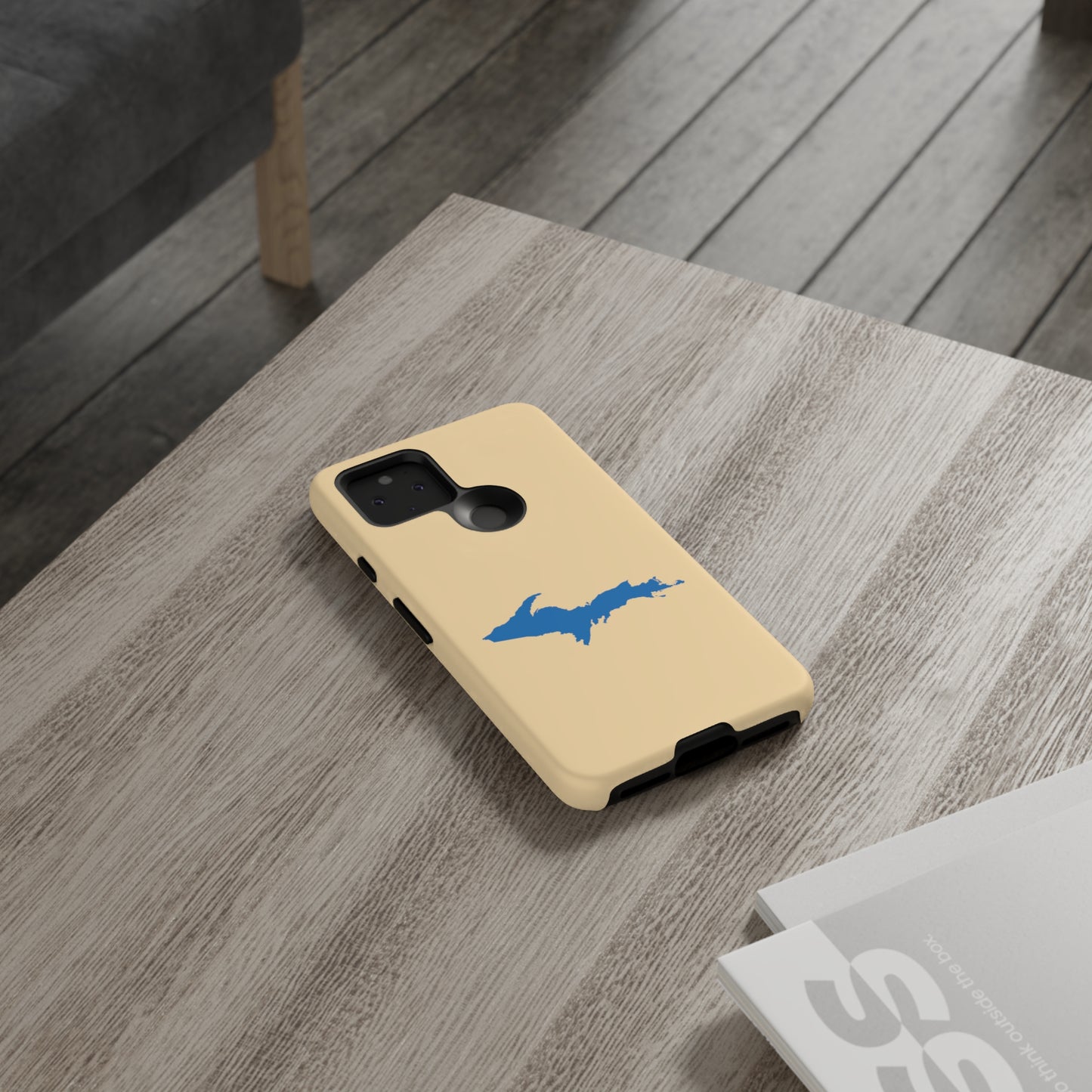 Michigan Upper Peninsula Tough Phone Case (Maple Color w/ Azure UP Outline) | Samsung & Pixel Android