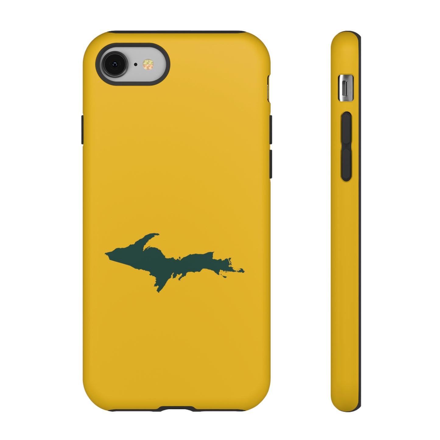 Michigan Upper Peninsula Tough Phone Case (Gold w/ Green UP Outline) | Apple iPhone