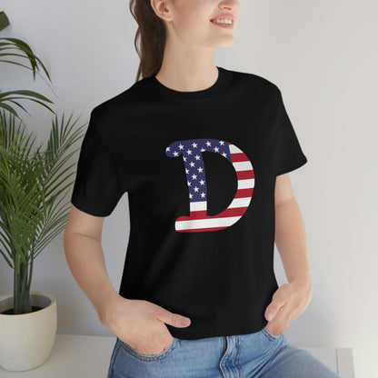 Detroit 'Old French D' T-Shirt (w/ USA Flag Outline) | Unisex Standard Fit