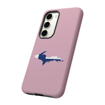 Michigan Upper Peninsula Tough Phone Case (Pink w/ UP Finland Flag Outline) | Samsung & Pixel Android