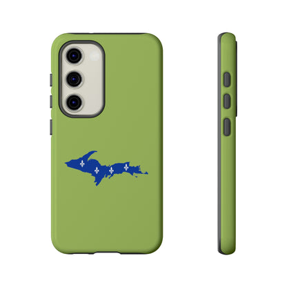 Michigan Upper Peninsula Tough Phone Case (Gooseberry Green w/ UP Quebec Flag Outline) | Samsung & Pixel Android