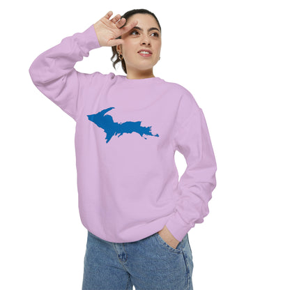 Michigan Upper Peninsula Sweatshirt (w/ Azure UP Outline) | Unisex Garment Dyed