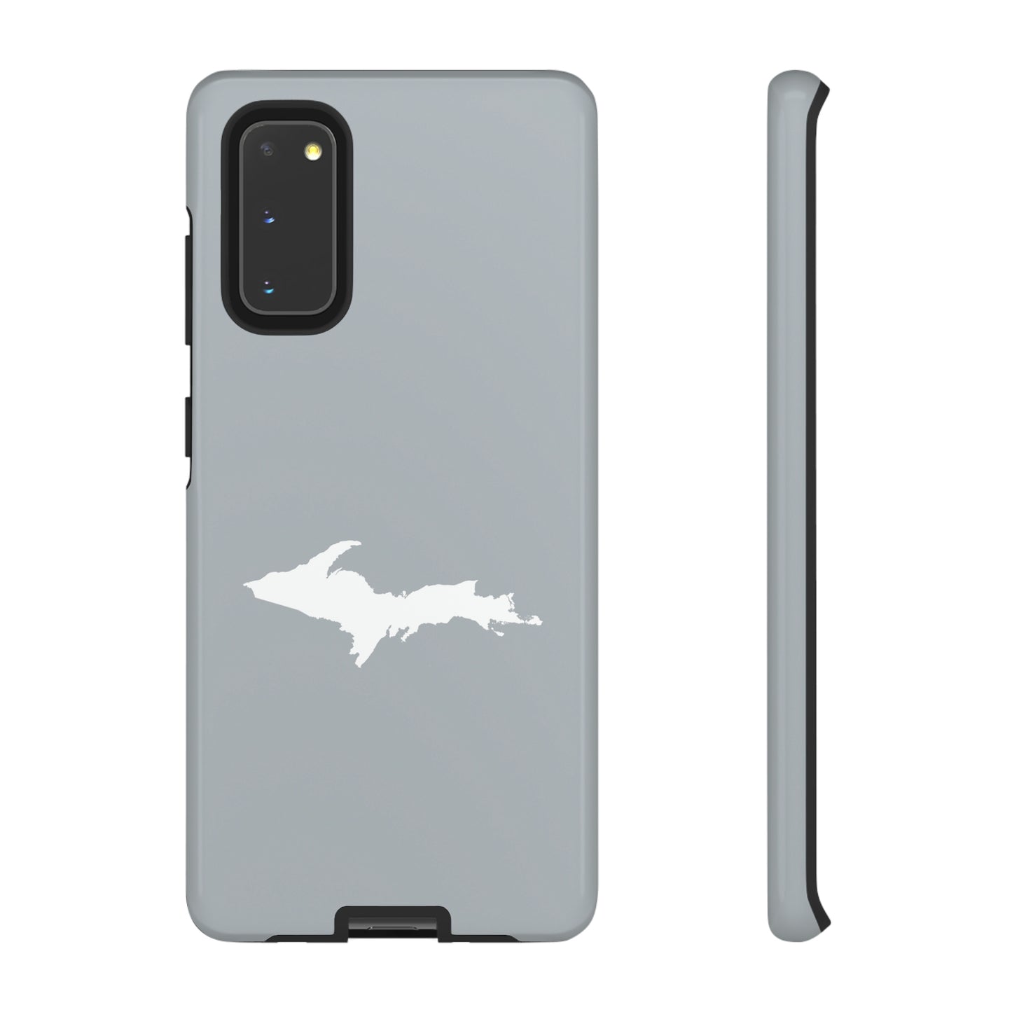 Michigan Upper Peninsula Tough Phone Case (Silver w/ UP Outline) | Samsung & Pixel Android