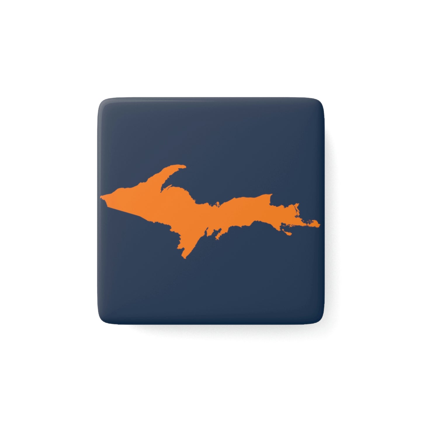 Michigan Upper Peninsula Porcelain Magnet (Navy w/ Orange UP Outline)