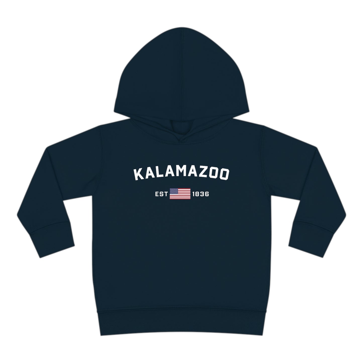 'Kalamazoo EST 1836' Hoodie (w/USA Flag Outline) | Unisex Toddler