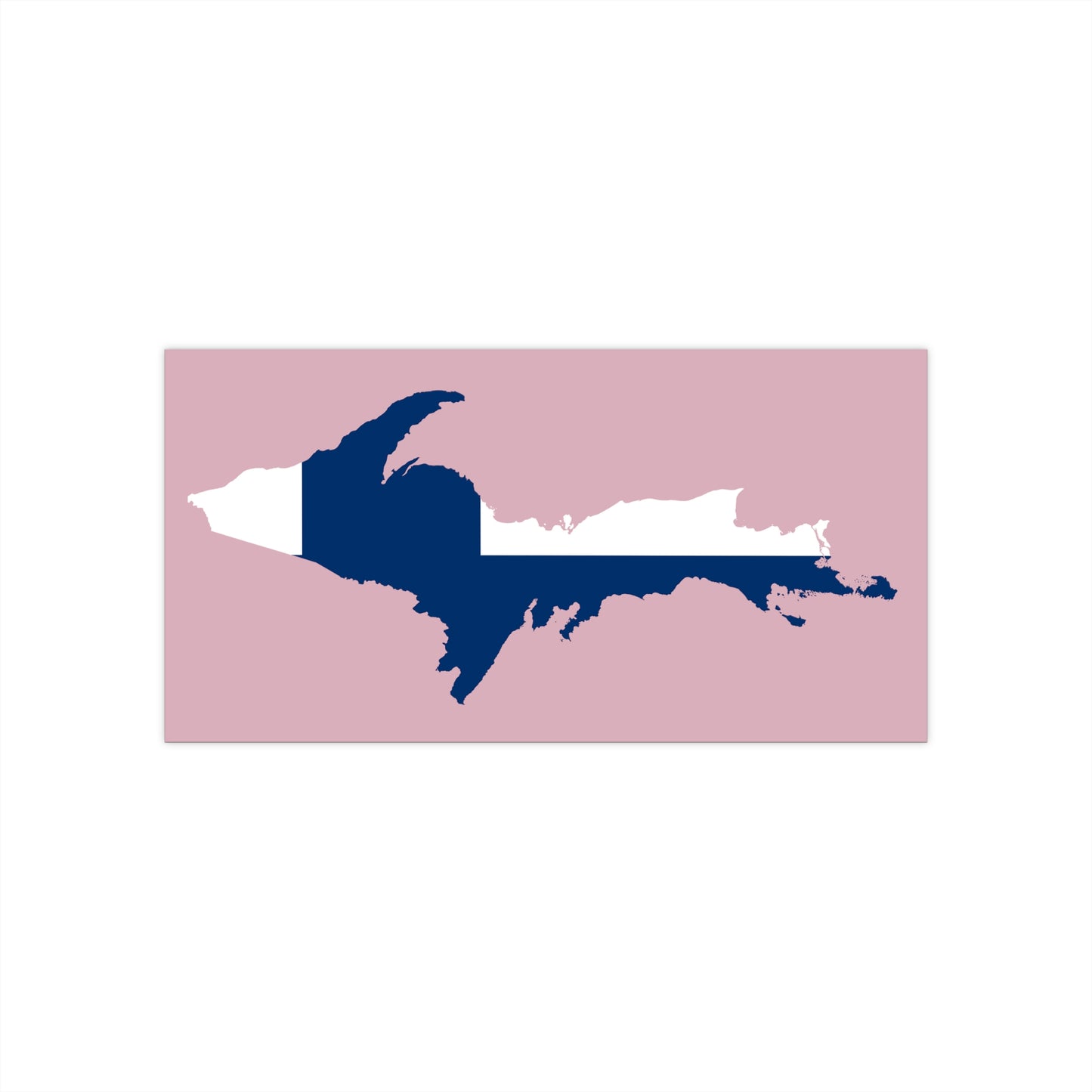 Michigan Upper Peninsula Bumper Stickers (w/ UP Finland Flag Outline) | Pink Background