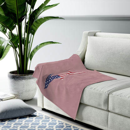 Michigan Upper Peninsula Plush Blanket (w/ UP USA Flag Outline) | Cherry Blossom Pink