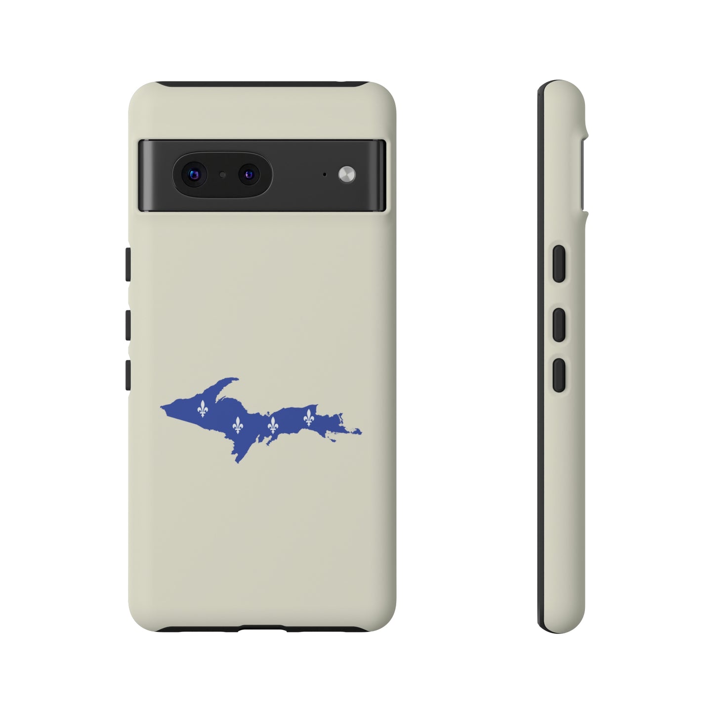 Michigan Upper Peninsula Tough Phone Case (Ivory Color w/ UP Quebec Flag Outline) | Samsung & Pixel Android