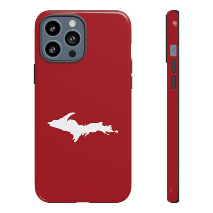 Michigan Upper Peninsula Tough Phone Case (Thimbleberry Red w/ UP Outline) | Apple iPhone