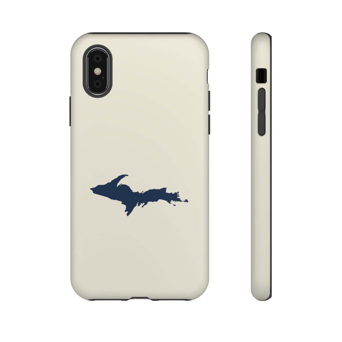 Michigan Upper Peninsula Tough Phone Case (Ivory w/ UP Outline) | Apple iPhone