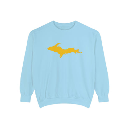 Michigan Upper Peninsula Sweatshirt (w/ Gold UP Outline) | Unisex Garment Dyed