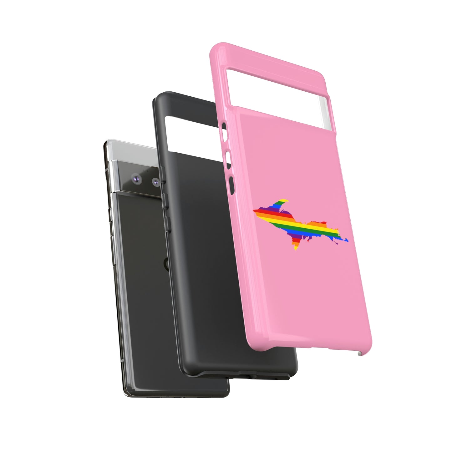 Michigan Upper Peninsula Tough Phone Case ('67 Caddie Pink w/ UP Pride Flag Outline) | Samsung & Pixel Android