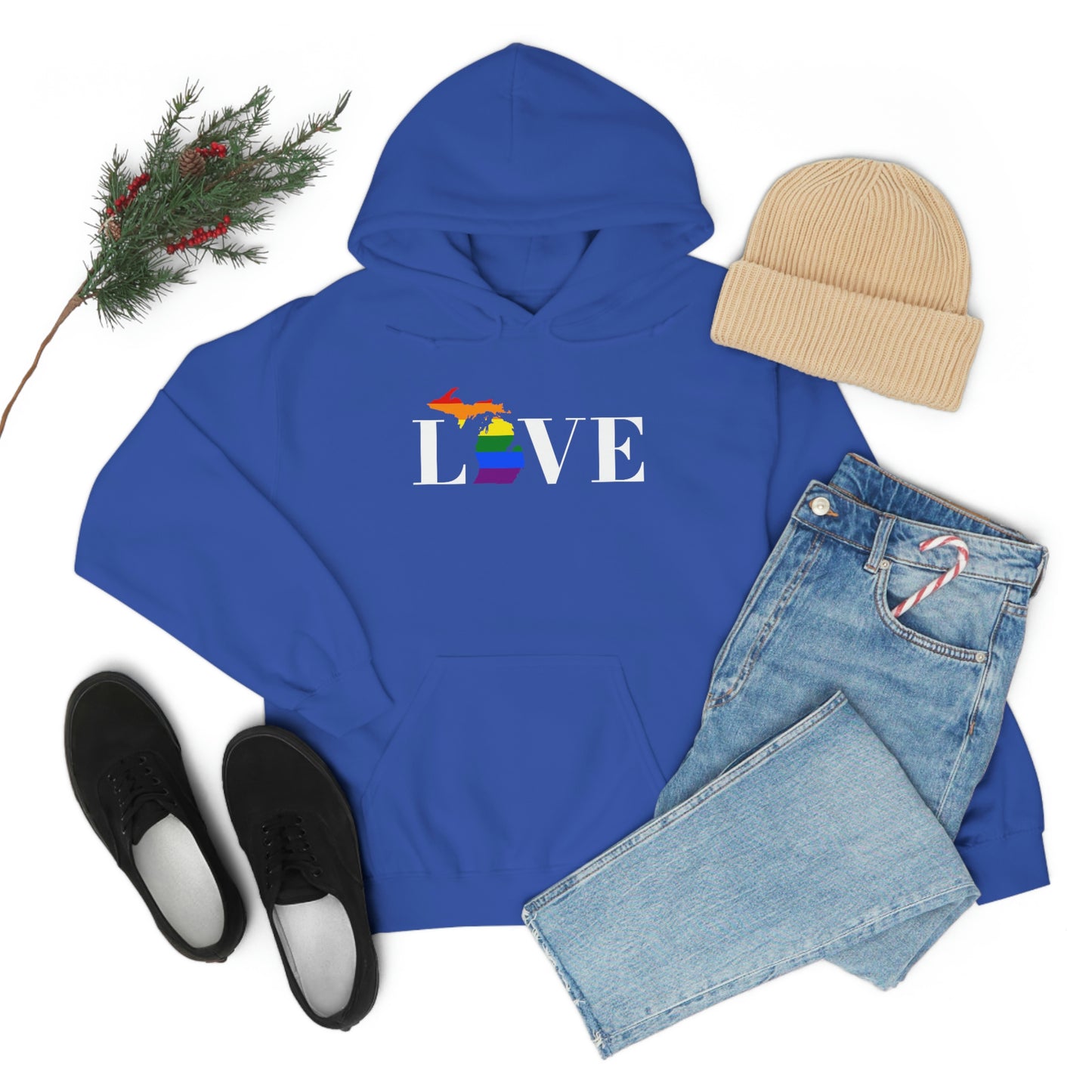 Michigan 'Love' Hoodie (w/LGBTQ Pride Colors) | Unisex Standard