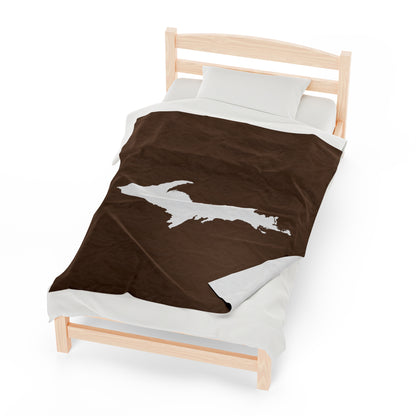 Michigan Upper Peninsula Plush Blanket (w/ UP Outline) | Coffee Color