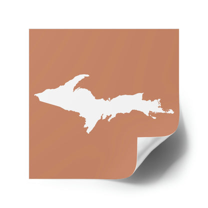 Michigan Upper Peninsula Square Sticker (Copper Color w/ UP Outline) | Indoor/Outdoor