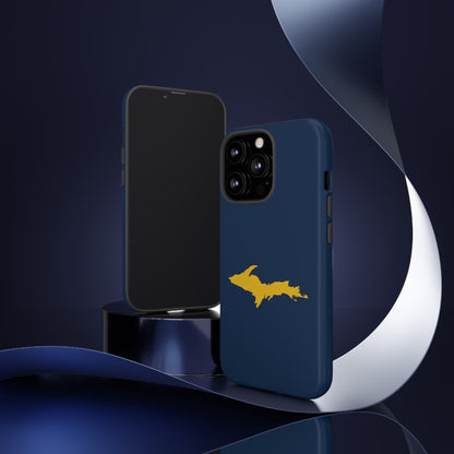 Michigan Upper Peninsula Tough Phone Case (Navy w/ Gold UP Outline) | Apple iPhone