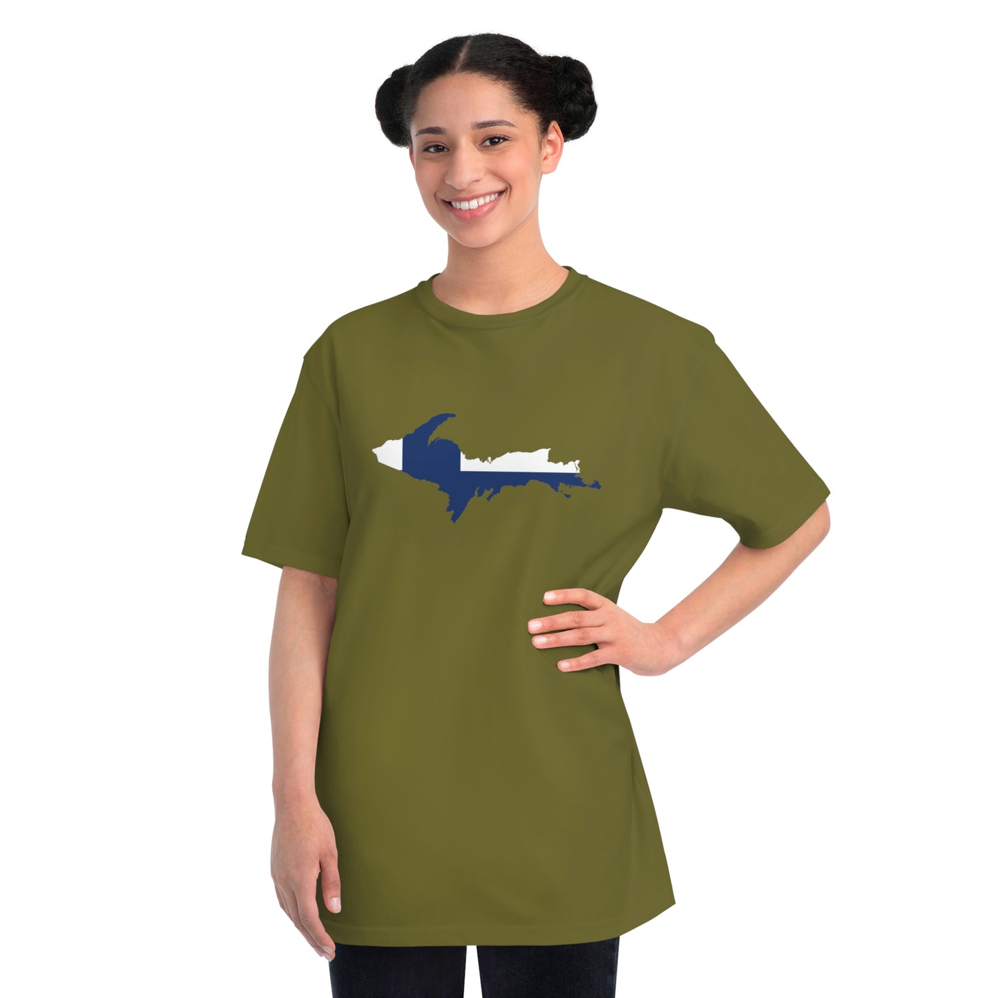 Michigan Upper Peninsula T-Shirt (w/ UP Finland Flag Outline) | Organic Unisex