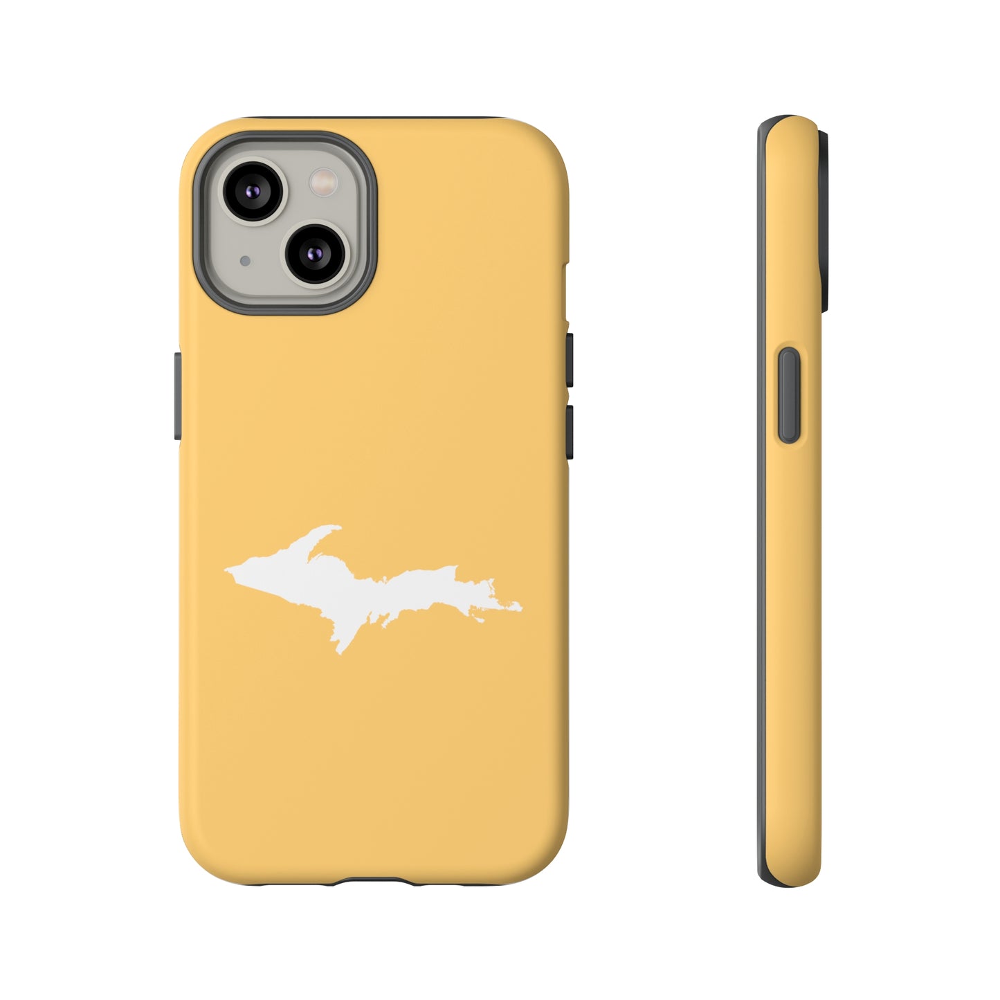 Michigan Upper Peninsula Tough Phone Case (Citrine Color w/ UP Outline) | Apple iPhone