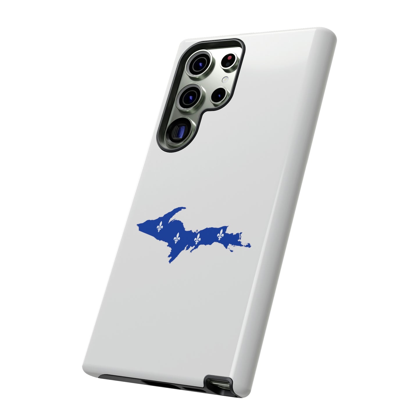 Michigan Upper Peninsula Tough Phone Case (Birch Bark White w/ UP Quebec Flag Outline) | Samsung & Pixel Android