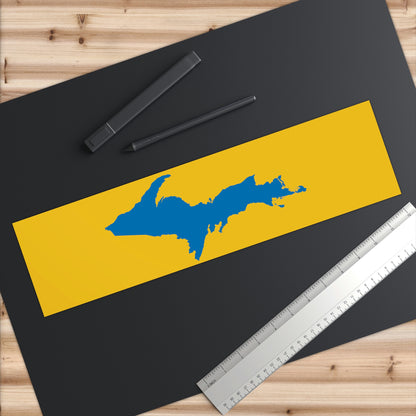 Michigan Upper Peninsula Bumper Sticker (w/ Azure UP Outline) | Gold Background