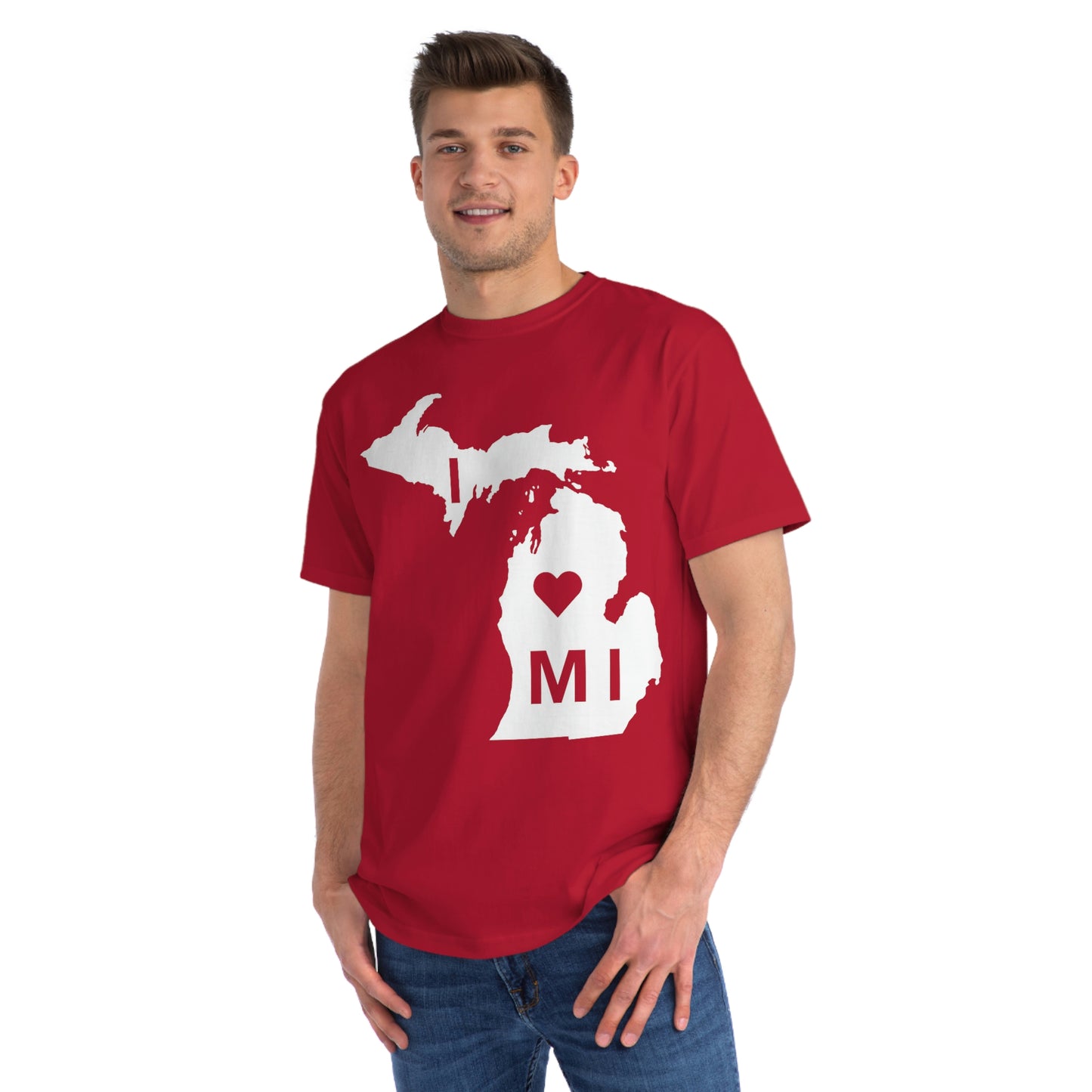 'I ♡ Michigan' T-Shirt (Full Body Outline) | Organic Unisex