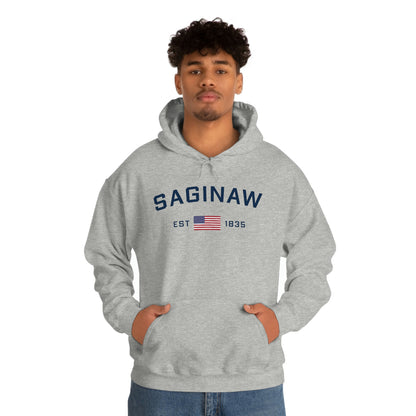 'Saginaw EST 1835' Hoodie (w/USA Flag Outline) | Unisex Standard