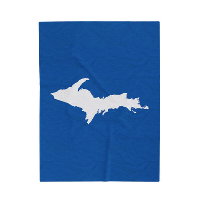 Michigan Upper Peninsula Plush Blanket (w/ UP Outline) | Azure