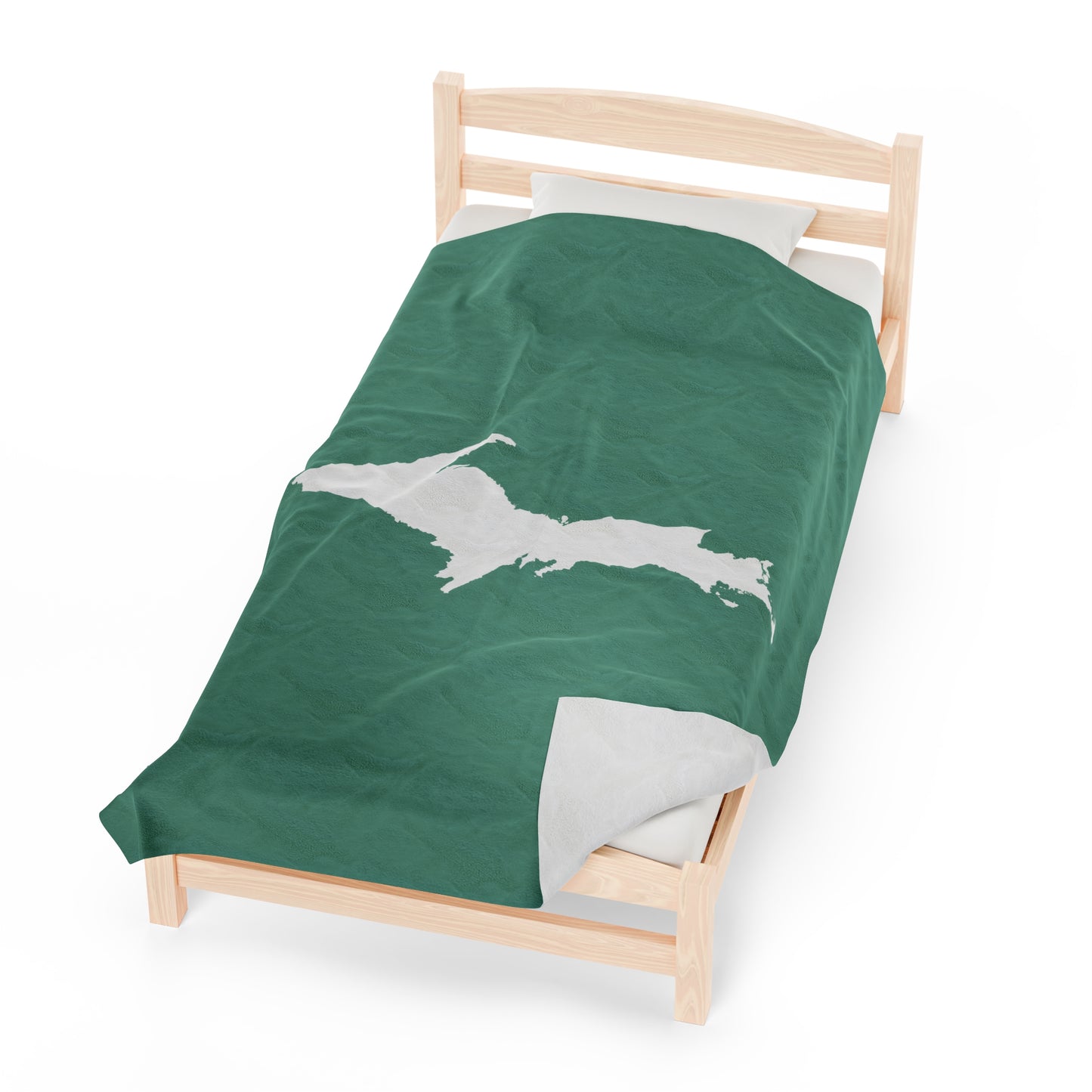 Michigan Upper Peninsula Plush Blanket (w/ UP Outline) | '64 Metallic Mint Green