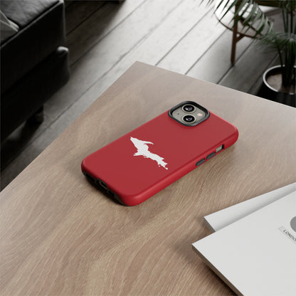 Michigan Upper Peninsula Tough Phone Case (Thimbleberry Red w/ UP Outline) | Apple iPhone