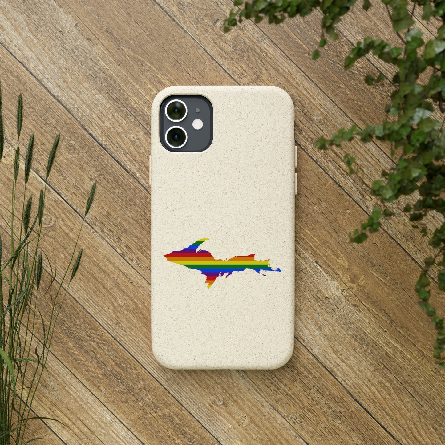 Michigan Upper Peninsula Biodegradable Phone Cases (w/ UP Pride Flag Outline) | Apple iPhone