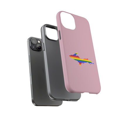 Michigan Upper Peninsula Tough Phone Case (Pink w/ UP Pride Flag Outline) | Apple iPhone