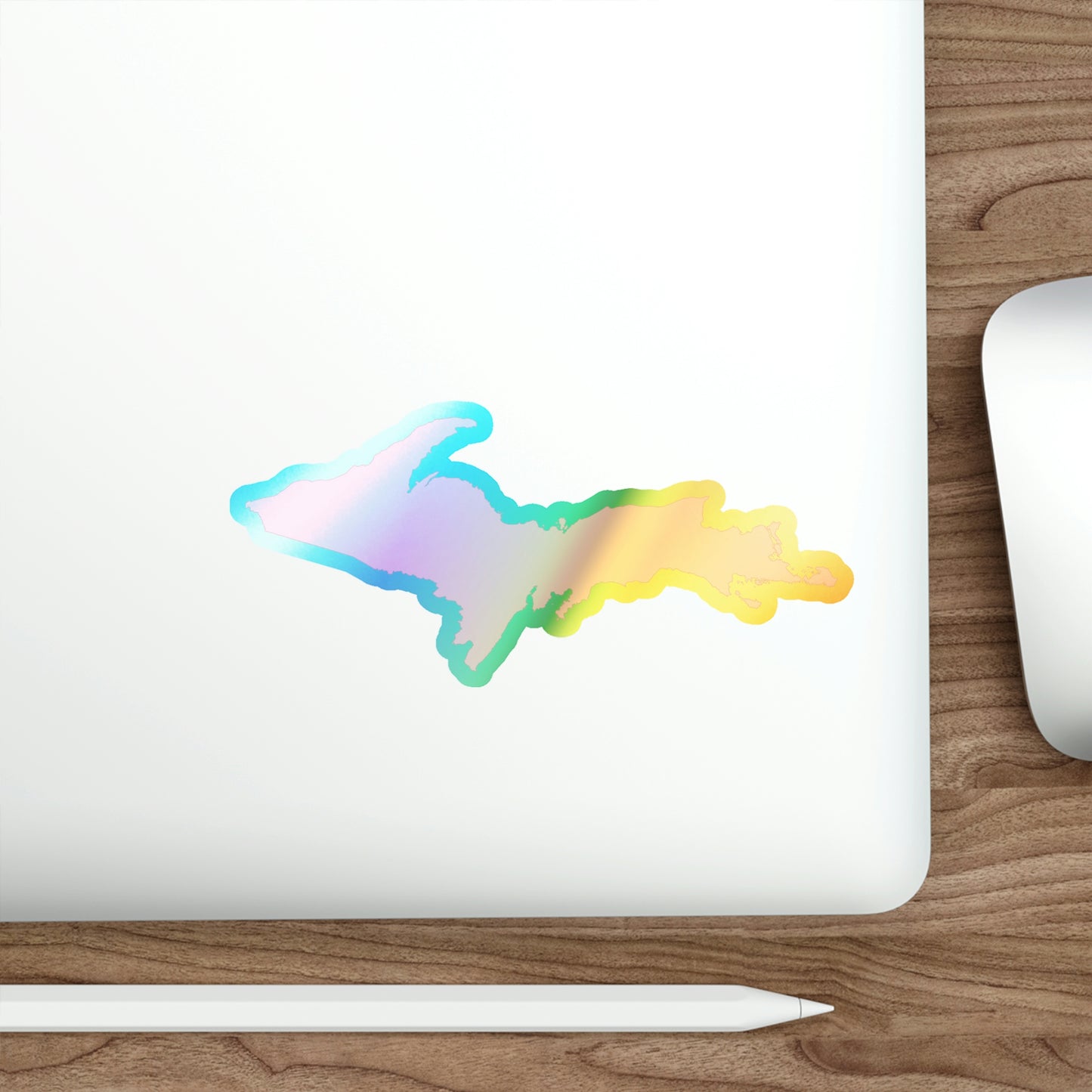 Michigan Upper Peninsula Holographic Die-Cut Stickers (w/ Pink UP Outline)