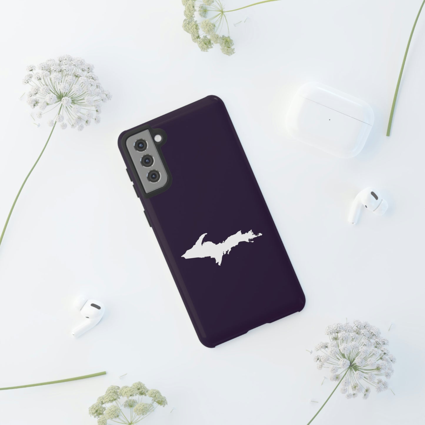 Michigan Upper Peninsula Tough Phone Case (Blackcurrant w/ UP Outline) | Samsung & Pixel Android