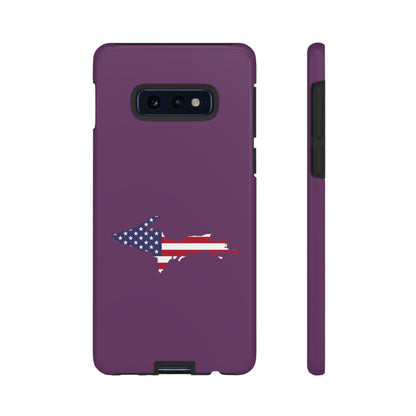 Michigan Upper Peninsula Tough Phone Case (Plum w/ UP USA Flag Outline) | Samsung & Pixel Android