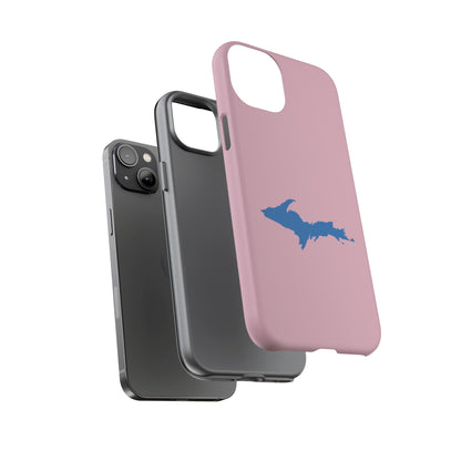 Michigan Upper Peninsula Tough Phone Case (Pink w/ Azure UP Outline) | Apple iPhone