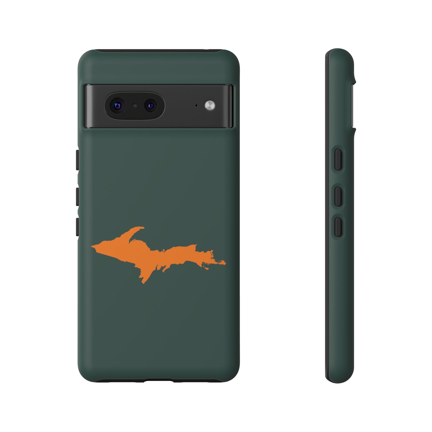 Michigan Upper Peninsula Tough Phone Case (Green w/ Orange UP Outline) | Samsung & Pixel Android