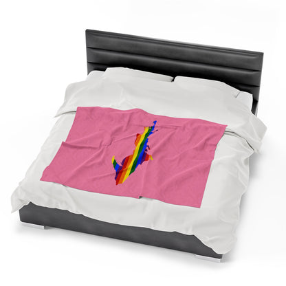 Michigan Upper Peninsula Plush Blanket (w/ UP Pride Flag Outline) | '67 Caddie Pink