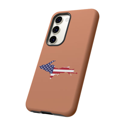 Michigan Upper Peninsula Tough Phone Case (Copper Color w/ UP USA Flag Outline) | Samsung & Pixel Android