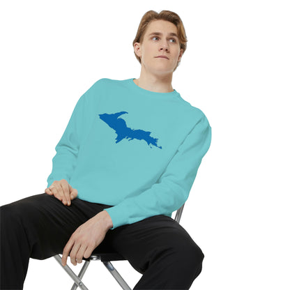 Michigan Upper Peninsula Sweatshirt (w/ Azure UP Outline) | Unisex Garment Dyed