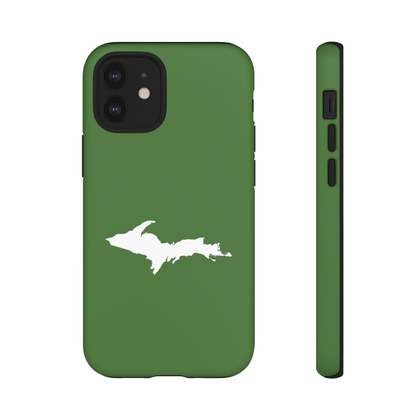 Michigan Upper Peninsula Tough Phone Case (Pine Green w/ UP Outline) | Apple iPhone