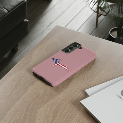 Michigan Upper Peninsula Tough Phone Case (Cherry Blossom Pink w/ UP USA Flag Outline) | Samsung & Pixel Android