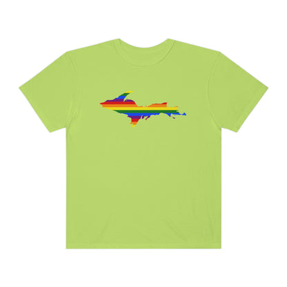 Michigan Upper Peninsula T-Shirt (w/ UP Pride Flag Outline) | Unisex Garment-Dyed