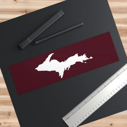 Michigan Upper Peninsula Bumper Sticker (w/ UP Outline) | Pinot Red Background